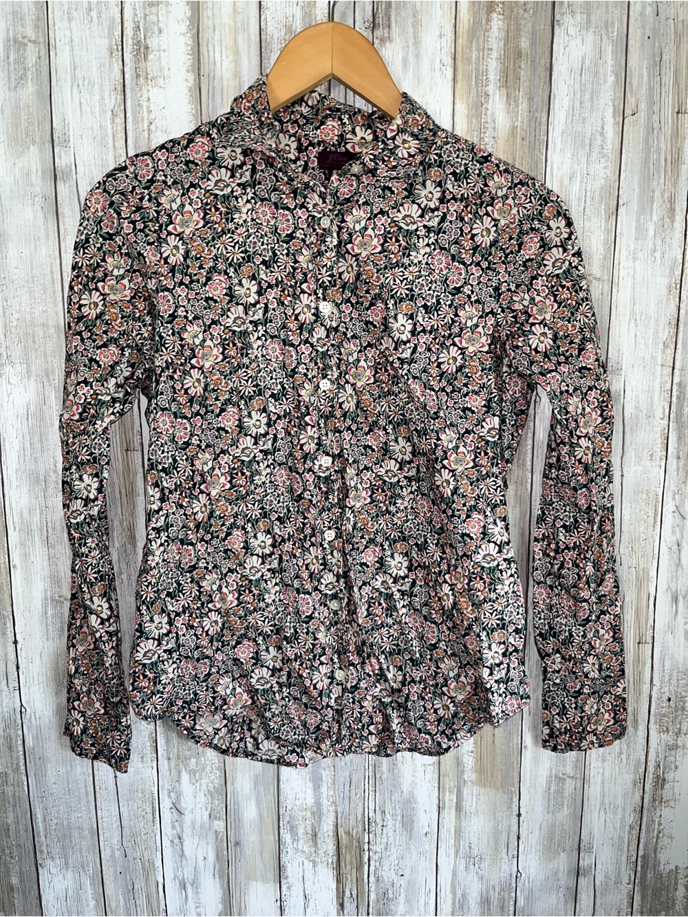 J.Crew Liberty Style Floral Cotton Button Down Shirt Blouse Size 2 - Picture 2 of 6